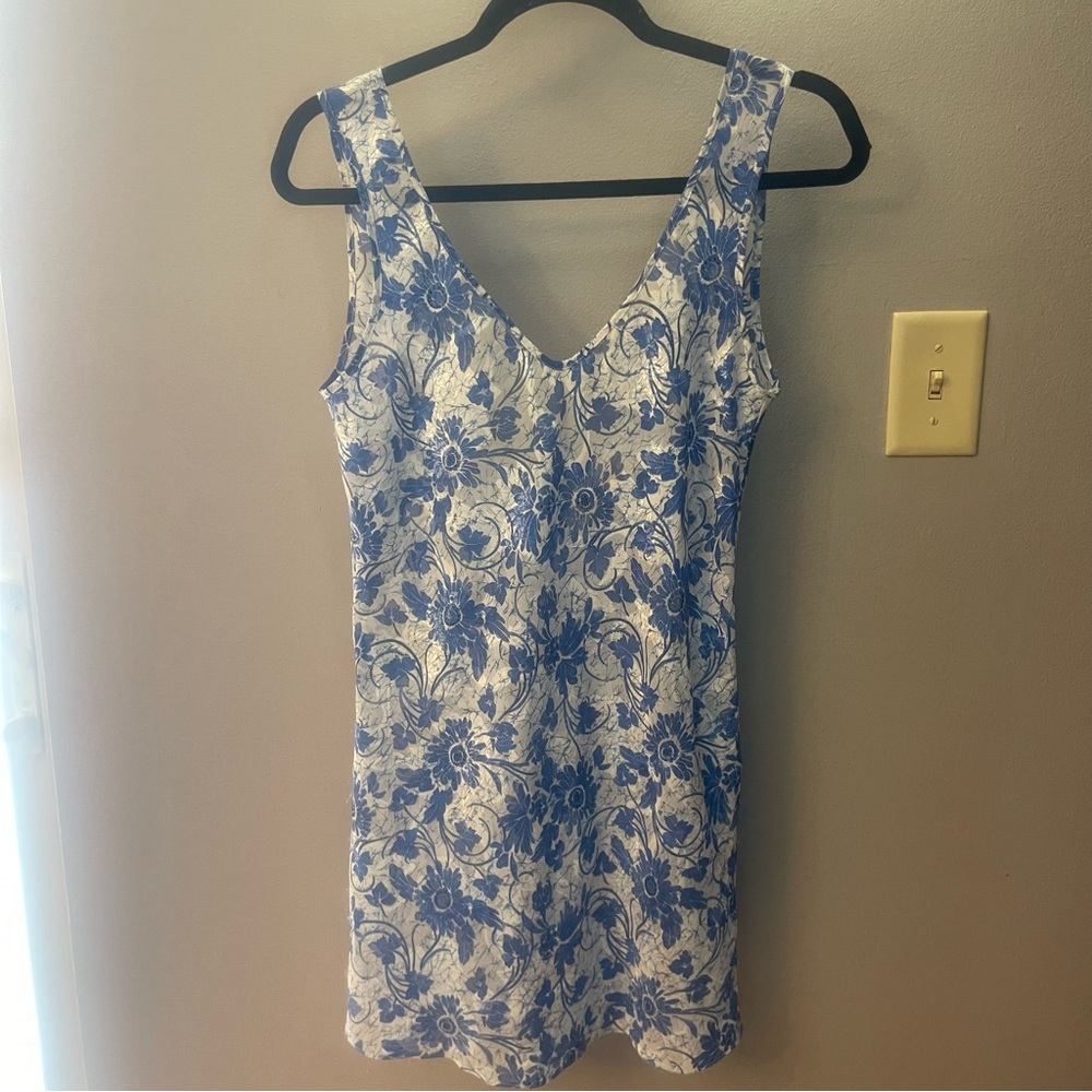 Victoria’s secret Vintage gold tag 80’s blue floral sheer slip dress